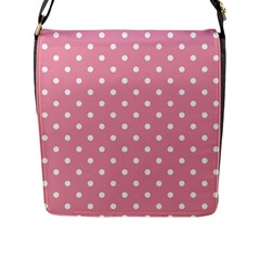 Pink Polka Dot Background Flap Messenger Bag (l)  by Modern2018