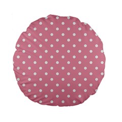 Pink Polka Dot Background Standard 15  Premium Flano Round Cushions by Modern2018