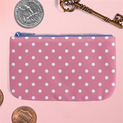 Pink Polka Dot Background Large Coin Purse by Modern2018