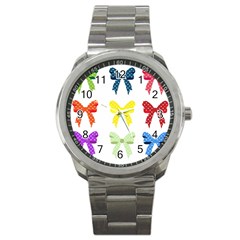 Ribbons And Bows Polka Dots Sport Metal Watch by Modern2018