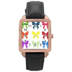 Ribbons And Bows Polka Dots Rose Gold Leather Watch  by Modern2018