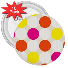 Polka Dots Background Colorful 3  Buttons (10 Pack)  by Modern2018