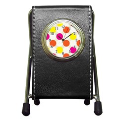 Polka Dots Background Colorful Pen Holder Desk Clocks