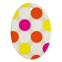 Polka Dots Background Colorful Oval Ornament (two Sides) by Modern2018