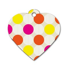 Polka Dots Background Colorful Dog Tag Heart (two Sides) by Modern2018