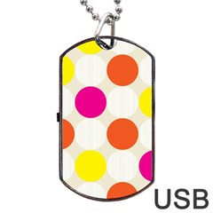 Polka Dots Background Colorful Dog Tag Usb Flash (one Side) by Modern2018