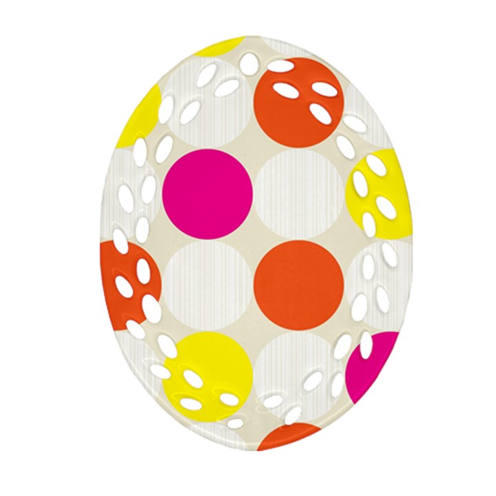 Polka Dots Background Colorful Oval Filigree Ornament (Two Sides)