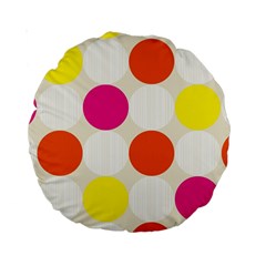 Polka Dots Background Colorful Standard 15  Premium Round Cushions