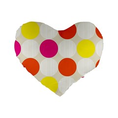 Polka Dots Background Colorful Standard 16  Premium Heart Shape Cushions