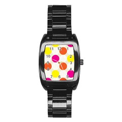 Polka Dots Background Colorful Stainless Steel Barrel Watch