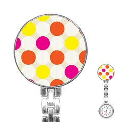 Polka Dots Background Colorful Stainless Steel Nurses Watch