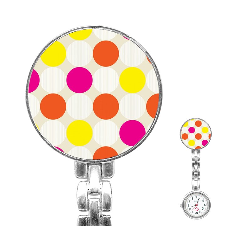 Polka Dots Background Colorful Stainless Steel Nurses Watch