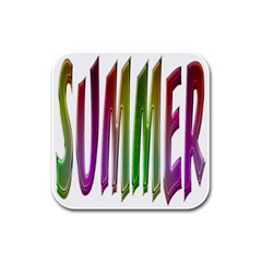 Summer Colorful Rainbow Typography Rubber Square Coaster (4 Pack)  by yoursparklingshop