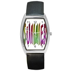 Summer Colorful Rainbow Typography Barrel Style Metal Watch by yoursparklingshop