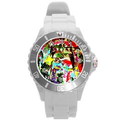 No Warrant For Blossoming Corner Round Plastic Sport Watch (l) by bestdesignintheworld