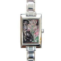 Lady With Lillies Rectangle Italian Charm Watch by bestdesignintheworld