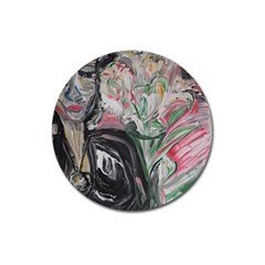 Lady With Lillies Magnet 3  (round) by bestdesignintheworld