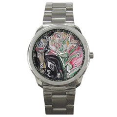 Lady With Lillies Sport Metal Watch by bestdesignintheworld