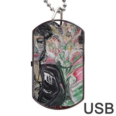 Lady With Lillies Dog Tag Usb Flash (one Side) by bestdesignintheworld