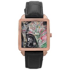 Lady With Lillies Rose Gold Leather Watch  by bestdesignintheworld