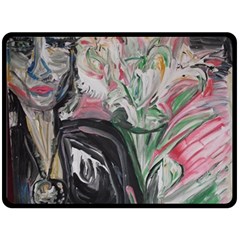 Lady With Lillies Double Sided Fleece Blanket (large)  by bestdesignintheworld