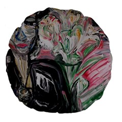 Lady With Lillies Large 18  Premium Flano Round Cushions by bestdesignintheworld