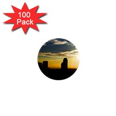 Skyline Sunset Buildings Cityscape 1  Mini Magnets (100 Pack)  by Simbadda