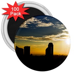 Skyline Sunset Buildings Cityscape 3  Magnets (100 Pack) by Simbadda