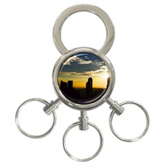 Skyline Sunset Buildings Cityscape 3-ring Key Chains by Simbadda