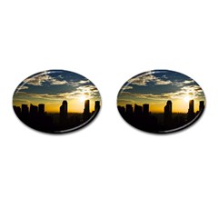 Skyline Sunset Buildings Cityscape Cufflinks (oval) by Simbadda