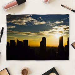 Skyline Sunset Buildings Cityscape Cosmetic Bag (xl) by Simbadda