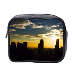 Skyline Sunset Buildings Cityscape Mini Toiletries Bag 2-side by Simbadda