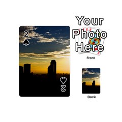 Skyline Sunset Buildings Cityscape Playing Cards 54 (mini)  by Simbadda