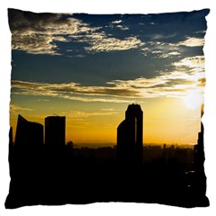 Skyline Sunset Buildings Cityscape Large Cushion Case (two Sides) by Simbadda