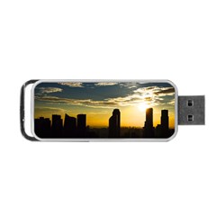 Skyline Sunset Buildings Cityscape Portable Usb Flash (one Side) by Simbadda