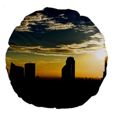 Skyline Sunset Buildings Cityscape Large 18  Premium Round Cushions by Simbadda