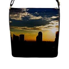 Skyline Sunset Buildings Cityscape Flap Messenger Bag (l)  by Simbadda