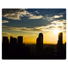 Skyline Sunset Buildings Cityscape Double Sided Flano Blanket (medium)  by Simbadda