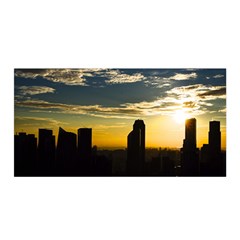 Skyline Sunset Buildings Cityscape Satin Wrap by Simbadda