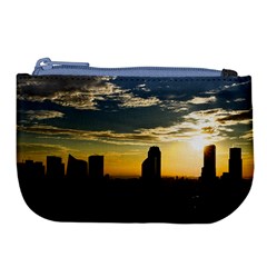 Skyline Sunset Buildings Cityscape Large Coin Purse by Simbadda