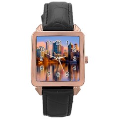 Vancouver Canada Sea Ocean Rose Gold Leather Watch  by Simbadda