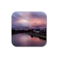 Sunset Melbourne Yarra River Rubber Square Coaster (4 Pack)  by Simbadda