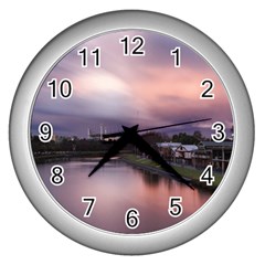 Sunset Melbourne Yarra River Wall Clocks (silver)  by Simbadda