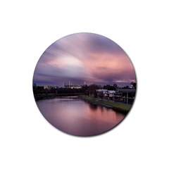 Sunset Melbourne Yarra River Rubber Coaster (round)  by Simbadda