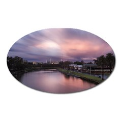 Sunset Melbourne Yarra River Oval Magnet by Simbadda