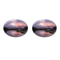 Sunset Melbourne Yarra River Cufflinks (oval) by Simbadda