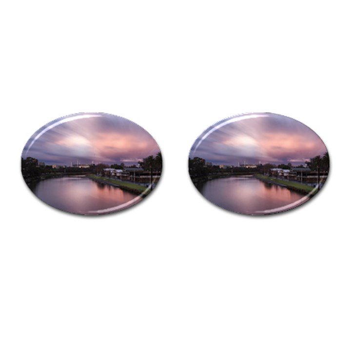 Sunset Melbourne Yarra River Cufflinks (Oval)