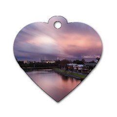 Sunset Melbourne Yarra River Dog Tag Heart (one Side) by Simbadda