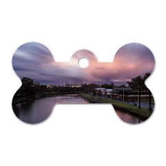 Sunset Melbourne Yarra River Dog Tag Bone (one Side) by Simbadda