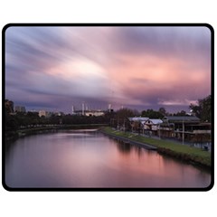 Sunset Melbourne Yarra River Fleece Blanket (medium)  by Simbadda